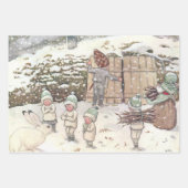 ウッドランドの動物と子供エルサ・ベスコウ ラッピングペーパーシート (正面2)