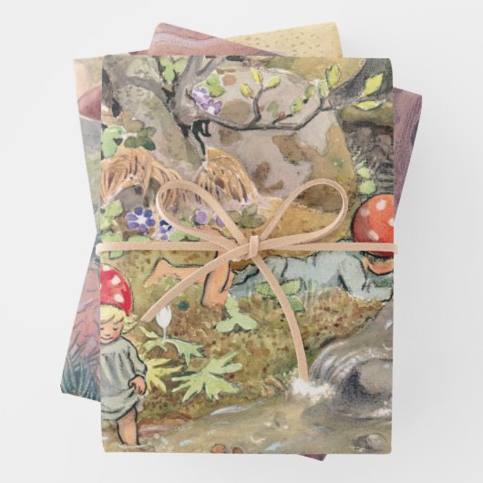 ウッドランドの動物と子供エルサ・ベスコウ ラッピングペーパーシート (インサイチュ)