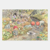 ウッドランドの動物と子供エルサ・ベスコウ ラッピングペーパーシート (正面)