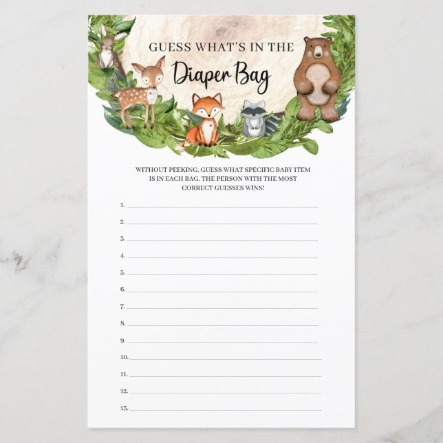 ウッドランドの動物のおむつバッグ (正面)