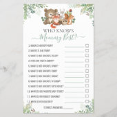 ウッドランドの動物のシャワーあなたはゲームを知っているどのように良い チラシ (正面)