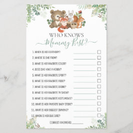 ウッドランドの動物のシャワーあなたはゲームを知っているどのように良い チラシ
