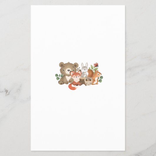 ウッドランドの動物のシャワーあなたはゲームを知っているどのように良い チラシ (裏面)