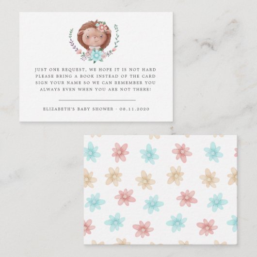 ウッドランドの動物のベビーハリネズミの赤ちゃんシャワー エンクロージャーカード (正面/裏面)