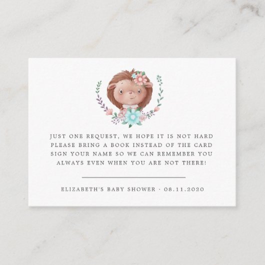 ウッドランドの動物のベビーハリネズミの赤ちゃんシャワー エンクロージャーカード (正面)