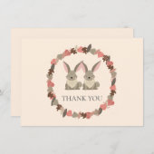 ウッドランドの動物の双子ありがとう サンキューカード (正面/裏面)