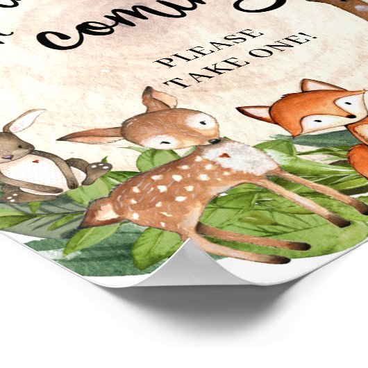 ウッドランドの動物の感謝してい木切り来は ポスター (角)