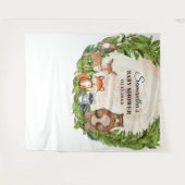 ウッドランドの動物の木のスライス赤ちゃんシャワー タペストリー (正面(横))