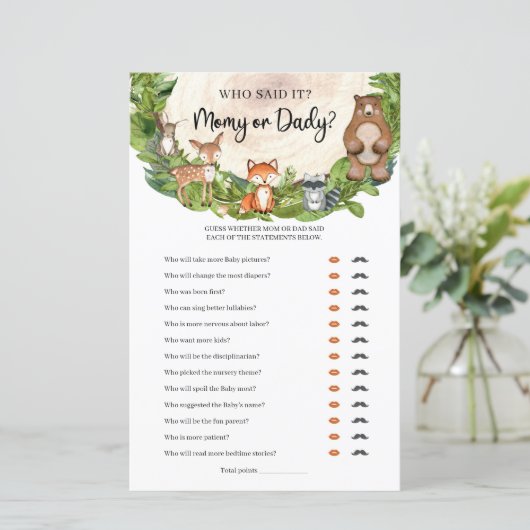 ウッドランドの動物の木のスライスMommyまたはパパ (スタンド正面)