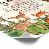 ウッドランドの動物の木のログ言わない男の子または女の子 ポスター (角)