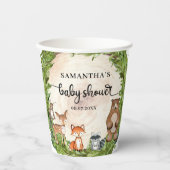 ウッドランドの動物の木の丸木切り赤ちゃんシャワー 紙コップ (正面)