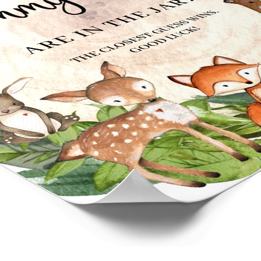 ウッドランドの動物の木はグミベアの数を推測 ポスター (角)