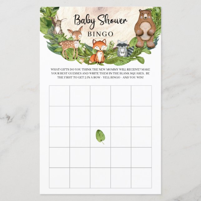 ウッドランドの動物の木切りの緑のベビービンゴ (正面)