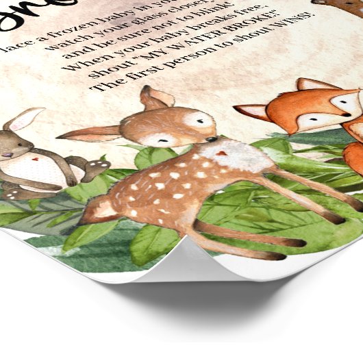 ウッドランドの動物の木切り私の水が壊れたゲーム ポスター (角)