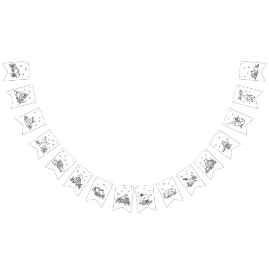 ウッドランドの動物の本をテーマにしたカラーあなた自身 バンティングフラッグ (全)