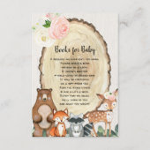ウッドランドの動物の本リクエスト女の子の赤ちゃんシャワー エンクロージャーカード (正面)