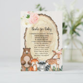 ウッドランドの動物の本リクエスト女の子の赤ちゃんシャワー エンクロージャーカード (スタンド正面)