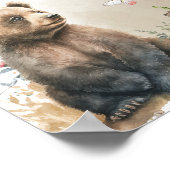 ウッドランドの動物の森の緑の赤ちゃんシャワーギフト ポスター (角)