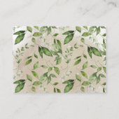 ウッドランドの動物の森の緑の赤ちゃんシャワーゲーム エンクロージャーカード (裏面)