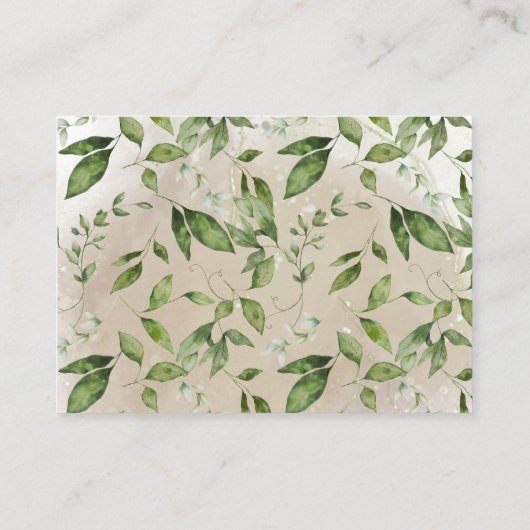 ウッドランドの動物の森の緑の赤ちゃんシャワーゲーム エンクロージャーカード (裏面)