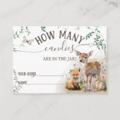 ウッドランドの動物の森の緑の赤ちゃんシャワーゲーム エンクロージャーカード (正面)