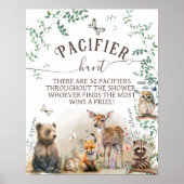 ウッドランドの動物の森の緑の赤ちゃんシャワーゲーム ポスター (正面)