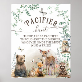 ウッドランドの動物の森の緑の赤ちゃんシャワーゲーム ポスター