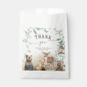 ウッドランドの動物の森の緑の赤ちゃんシャワー フェイバーバッグ (正面)