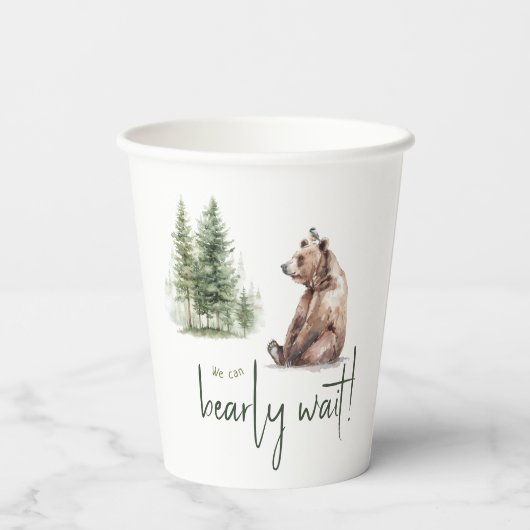 ウッドランドの動物の私たちは赤ちゃんのシャワーを待つことができる 紙コップ (裏面)