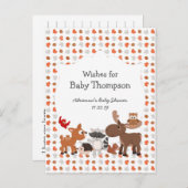 ウッドランドの動物の赤ちゃんシャワー、ベビーを願う アドバイスカード (正面/裏面)