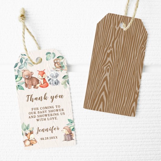 ウッドランドの動物の赤ちゃん感謝していシャワーあなたが贈り物ラベル ギフトタグ