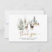 ウッドランドの動物の鹿の赤ん感謝していだのシャワー カード (正面)