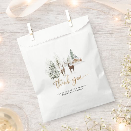 ウッドランドの動物の鹿の赤ん感謝していだのシャワー フェイバーバッグ (クリップ留めされた状態)
