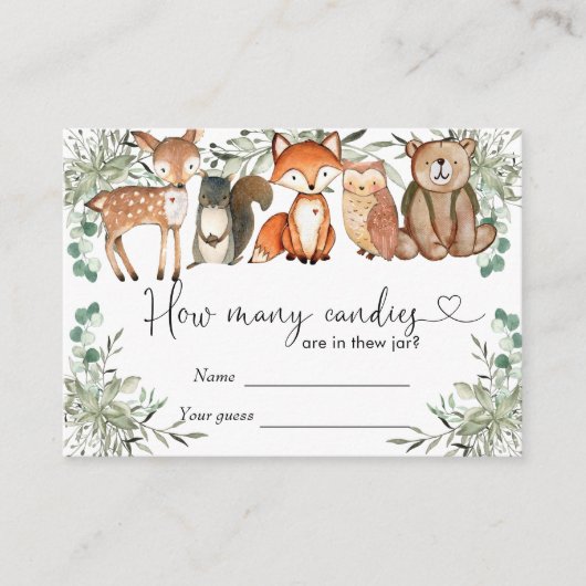 ウッドランドの動物はキャンディーの数を推測 エンクロージャーカード (正面)