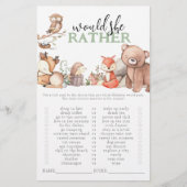 ウッドランドの動物は彼女はむしろ赤ちゃんシャワーのゲームをする (正面)