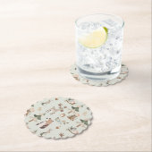 ウッドランドの動物は緑の素朴な赤ちゃんシャワーをセージ ペーパーコースター (インサイチュ)