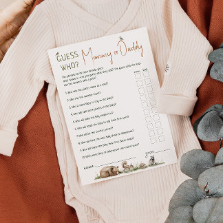 ウッドランドの動物は誰のママかパパのカードを推測 招待状