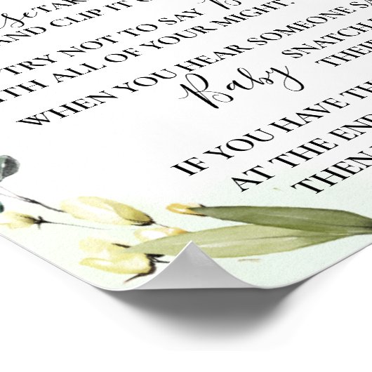 ウッドランドの動物は赤ちゃんシャワーのゲームのサインを言わない ポスター (角)