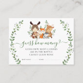 ウッドランドの動物は赤ちゃんシャワーのゲームの数を推測 プレイスカード (正面)