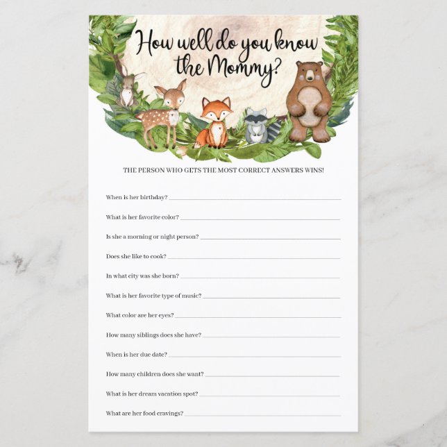 ウッドランドの動物ママのことをどれだけ知っているか (正面)