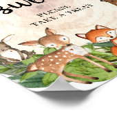 ウッドランドの動物木製のログベビーは甘いサイン ポスター (角)