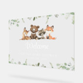 ウッドランドの動物、森、赤ちゃんシャワーへようこそ アクリルサイン (傾斜)