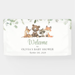ウッドランドの動物、森、赤ちゃんシャワーへようこそ 横断幕