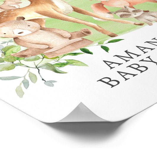 ウッドランドの友人が赤ちゃんシャワーを歓迎 ポスター (角)