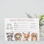 ウッドランドの女の子かわいい動物の赤ちゃんシャワー予測 便箋 (スタンド正面)