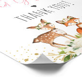 ウッドランドの女の子の本とギフト赤ちゃんシャワーのサイン ポスター (角)