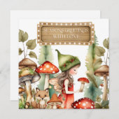 ウッドランドの子の妖精キノコのクリスマス シーズンカード (正面/裏面)