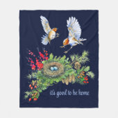 ウッドランドの宝物ホームにいるのが良い フリースブランケット (正面)