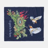 ウッドランドの宝物ホームにいるのが良い フリースブランケット (正面(横))