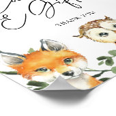 ウッドランドの小さな赤ちゃんシャワーカードとギフトサイン ポスター (角)